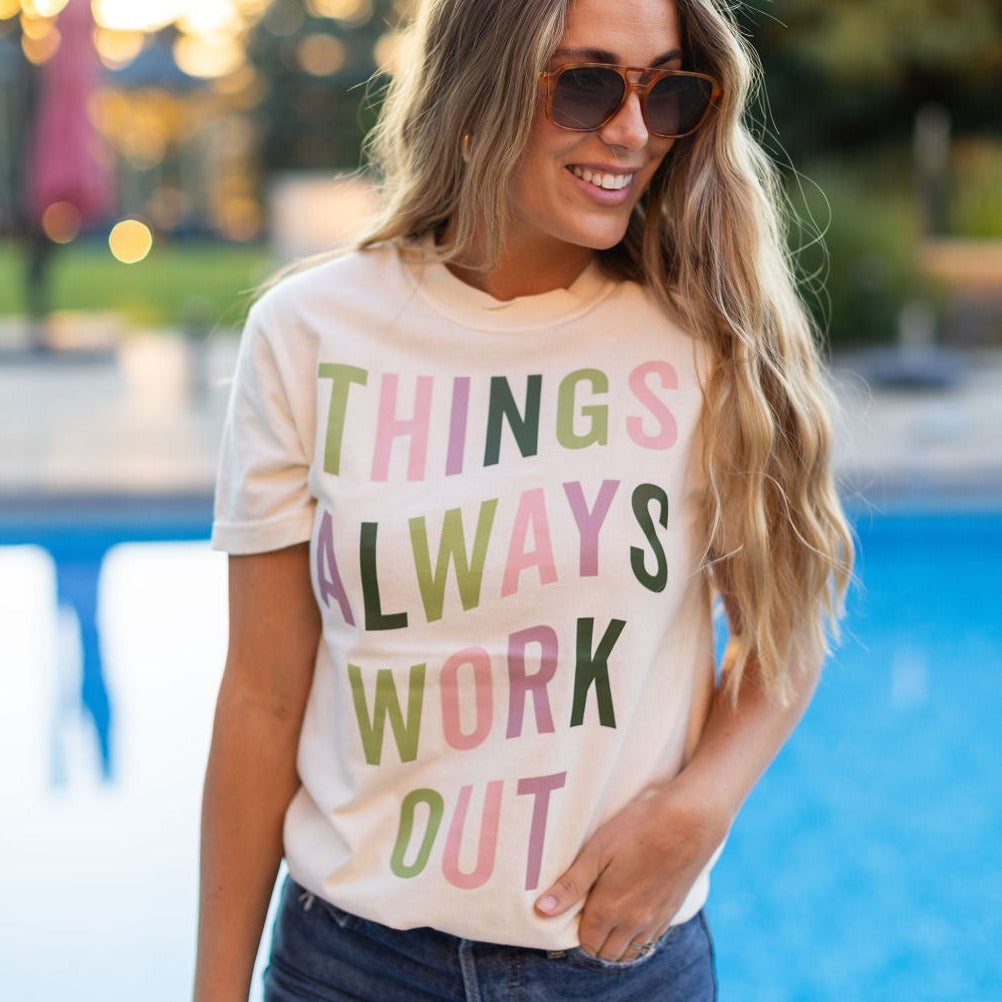 Things Always Work Out (on front) w/ hearts & stars (bd) Ivory