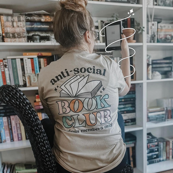 Anti-Social Book Club (Pocket on Front / Full Size on Back) - SHORT SLEEVE COMFORT COLORS TEE
