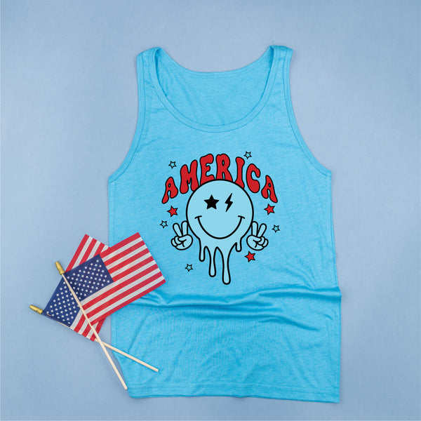 America Peace Smiley - Adult Unisex Jersey Tank