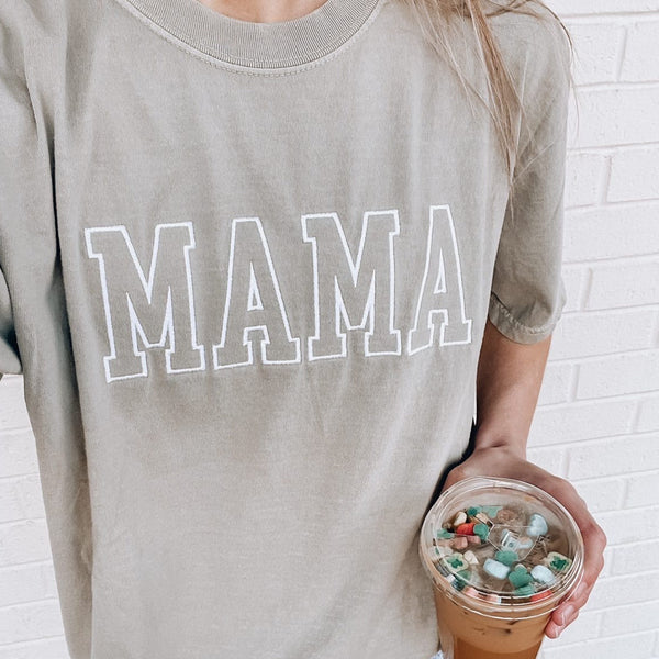 Embroidered Comfort Colors® Short Sleeve Tee - MAMA Outline (White Thread)