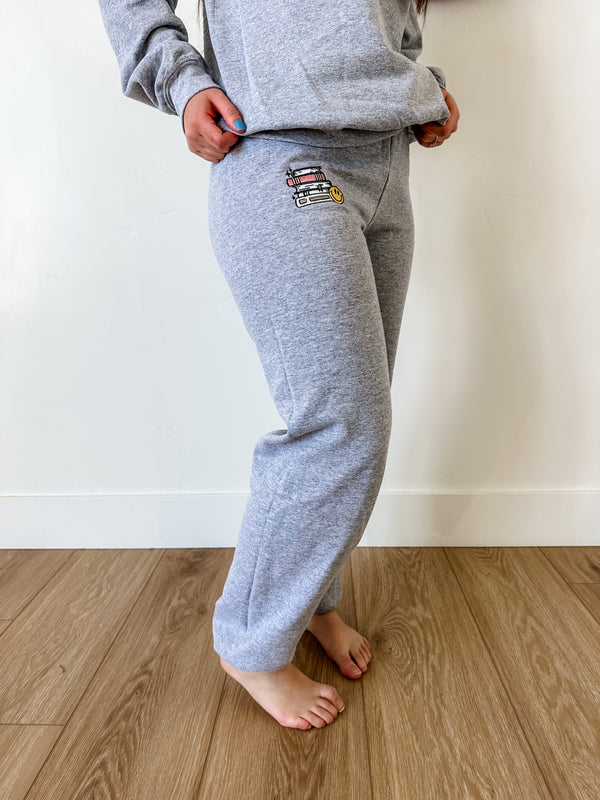 Embroidered Basic Joggers - TBR PILE OF BOOKS
