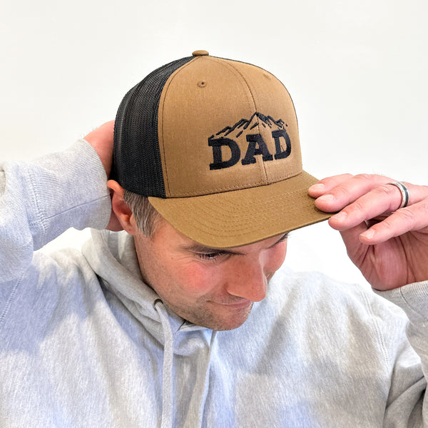 DAD (Mountains) - Brown/Black Hat w/ Black Thread - Snapback