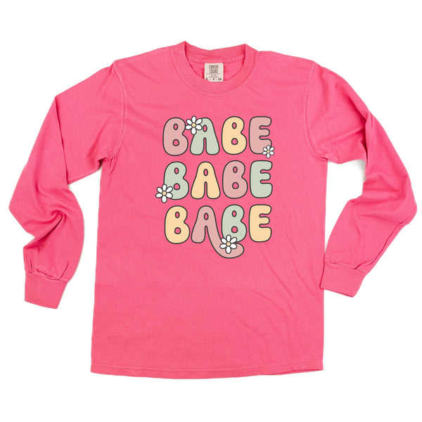 BABE x3 with Daisies - LONG SLEEVE COMFORT COLORS TEE