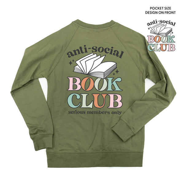 Anti-Social Book Club (Pocket on Front / Full Size on Back) - Lightweight Pullover Sweater