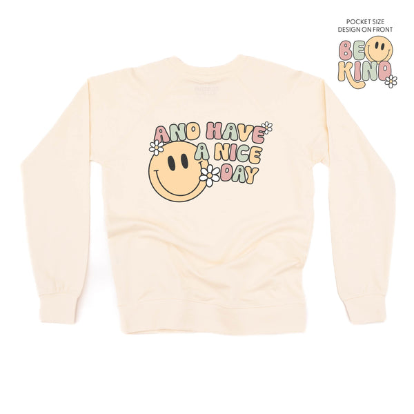 Be Kind Pocket on Front w/ And Have a Nice Day on Back - Lightweight Pullover Sweater