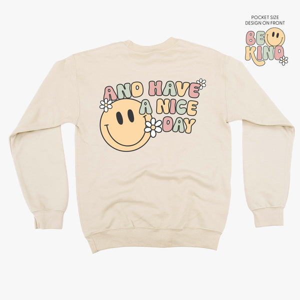 Be Kind Pocket on Front w/ And Have a Nice Day on Back - BASIC FLEECE CREWNECK