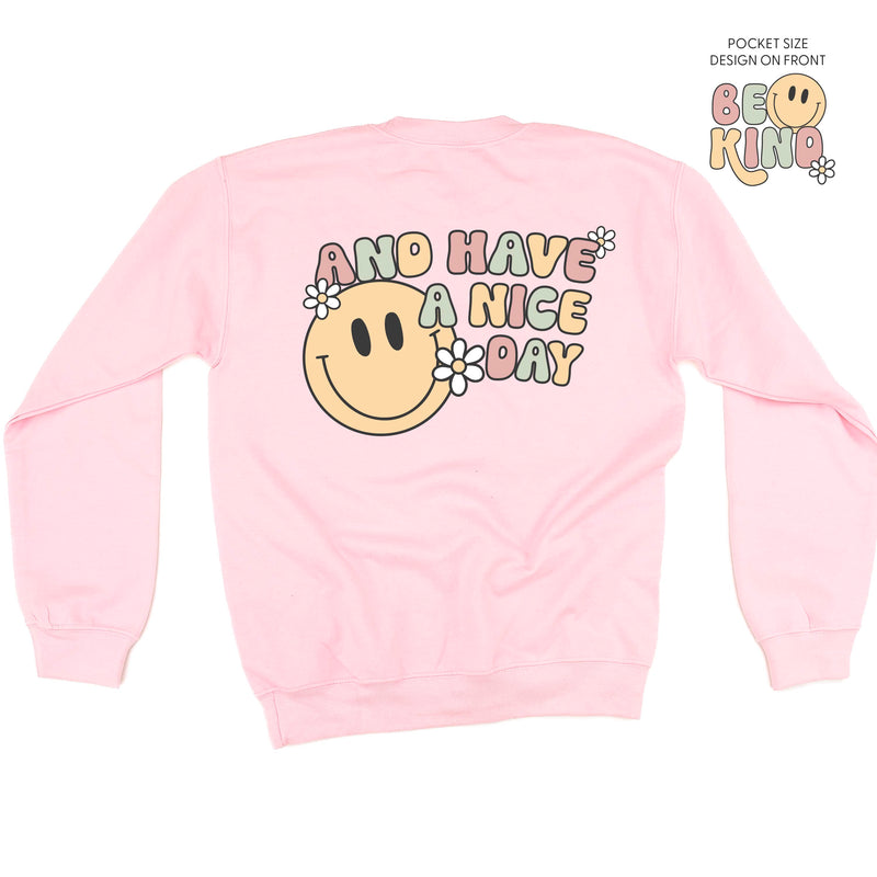 Be Kind Pocket on Front w/ And Have a Nice Day on Back - BASIC FLEECE CREWNECK