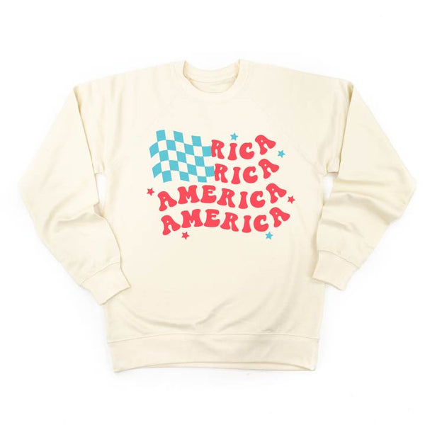 AMERICA - CHECKERS FLAG (Full Size - Front) - Lightweight Pullover Sweater