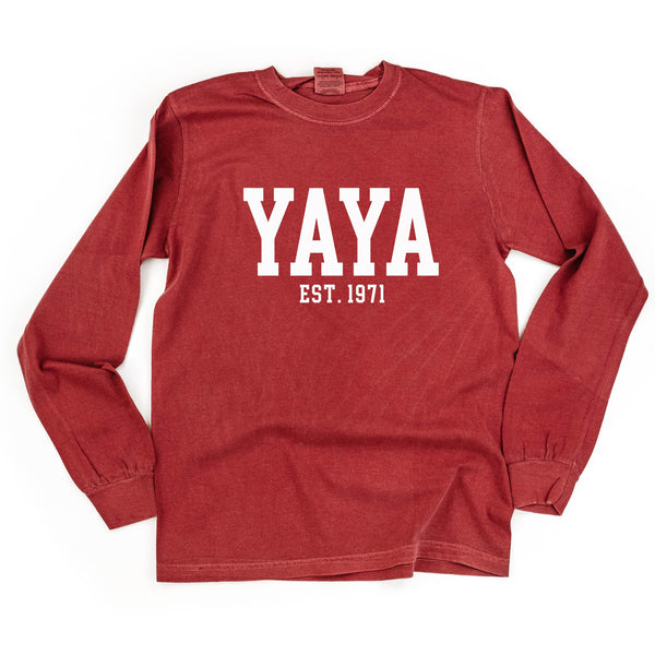 Yaya - EST. (Select Your Year) - LONG SLEEVE COMFORT COLORS TEE