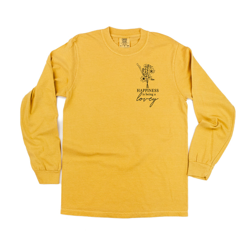Bouquet Style - Happiness is Being a LOVEY - LONG SLEEVE COMFORT COLORS TEE
