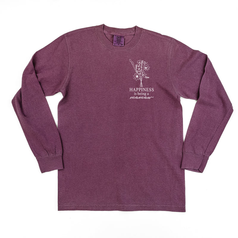 Bouquet Style - Happiness is Being a MAMAW - LONG SLEEVE COMFORT COLORS TEE