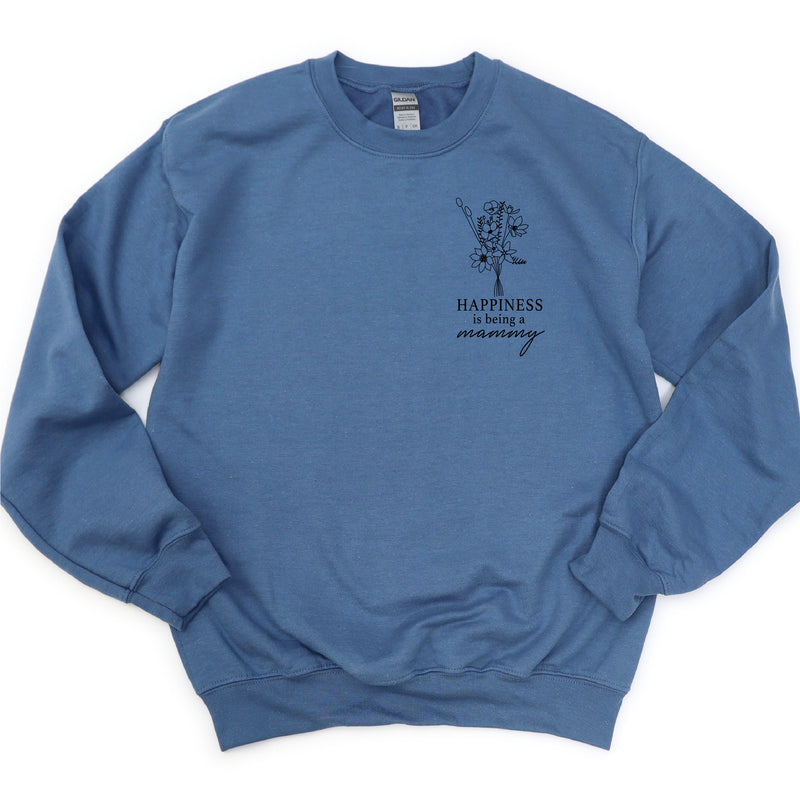 Bouquet Style - Happiness is Being a MAMMY - BASIC FLEECE CREWNECK