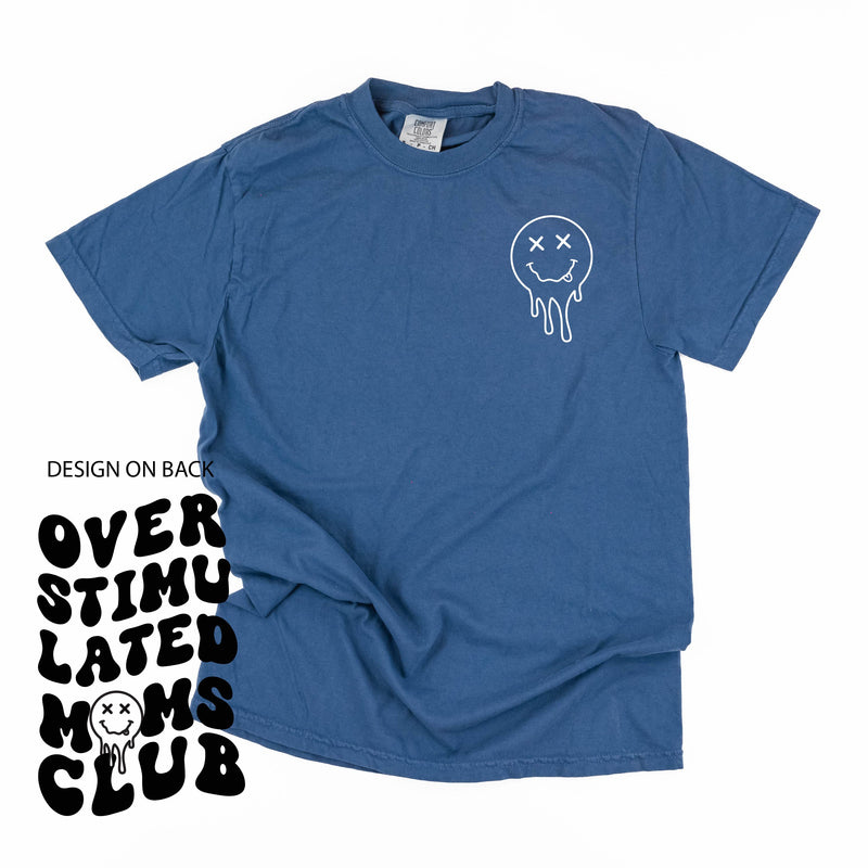 Melting Motherhood - OVERSTIMULATED MOMS CLUB - (w/ Melty X Squiggle Smiley) - SHORT SLEEVE COMFORT COLORS TEE