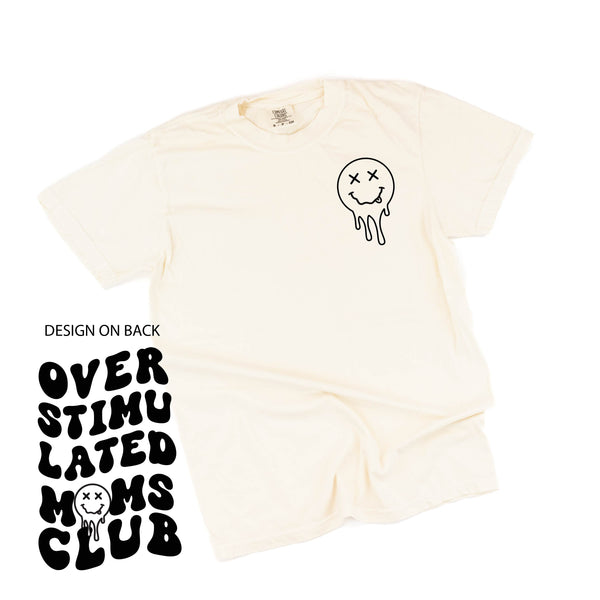 Melting Motherhood - OVERSTIMULATED MOMS CLUB - (w/ Melty X Squiggle Smiley) - SHORT SLEEVE COMFORT COLORS TEE