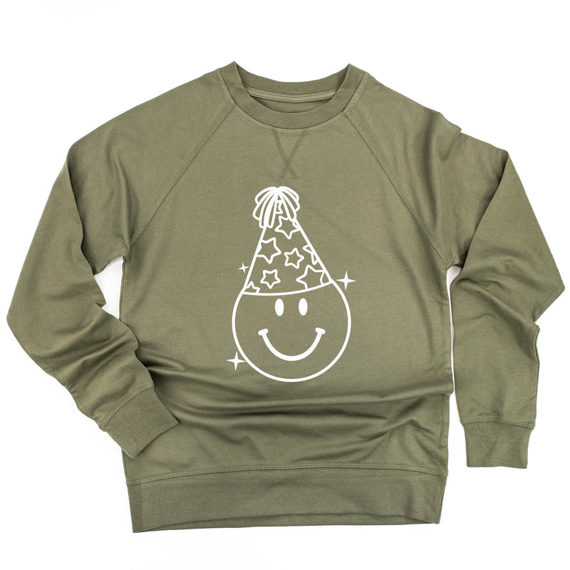 party_hat_smiley_adult_sweater_little_mama_shirt_shop
