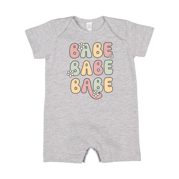 BABE x3 with Daisies - Short Sleeve / Shorts - One Piece Baby Romper