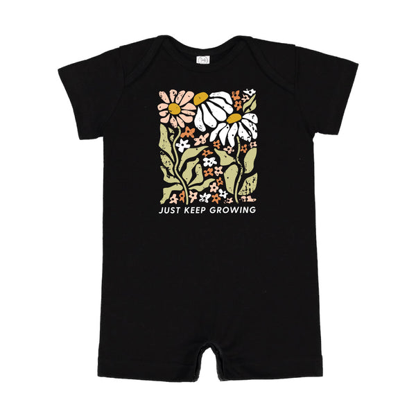 Just Keep Growing - Short Sleeve / Shorts - One Piece Baby Romper