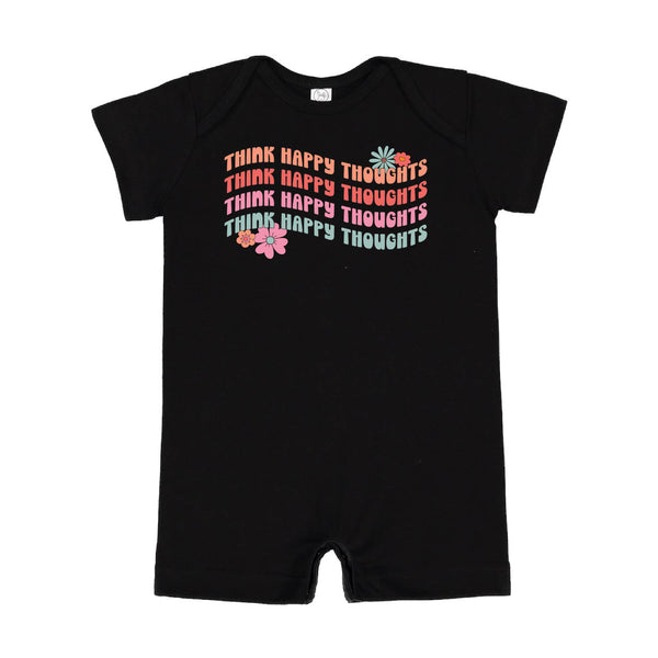 Think Happy Thoughts - Short Sleeve / Shorts - One Piece Baby Romper