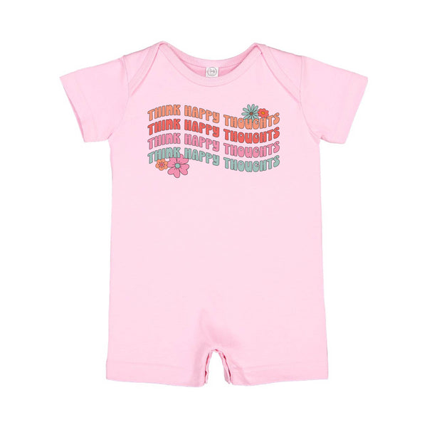 Think Happy Thoughts - Short Sleeve / Shorts - One Piece Baby Romper