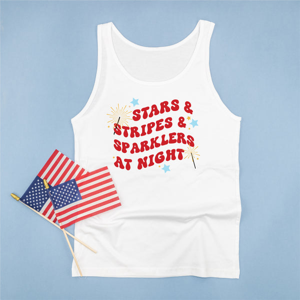 Stars & Stripes & Sparklers at Night - Adult Unisex Jersey Tank