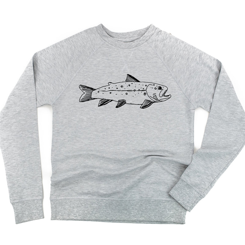 Hand Drawn Brook Trout - Lightweight Pullover Sweater