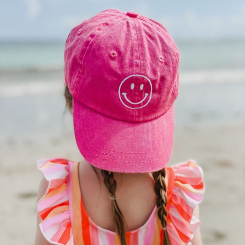 SMILEY FACE - Dark Pink - Child Baseball Cap