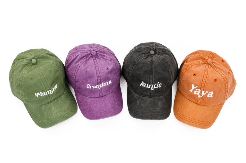 2024 MOTHER'S DAY HAT - Italic- Multiple Names + Colors Available (white thread)