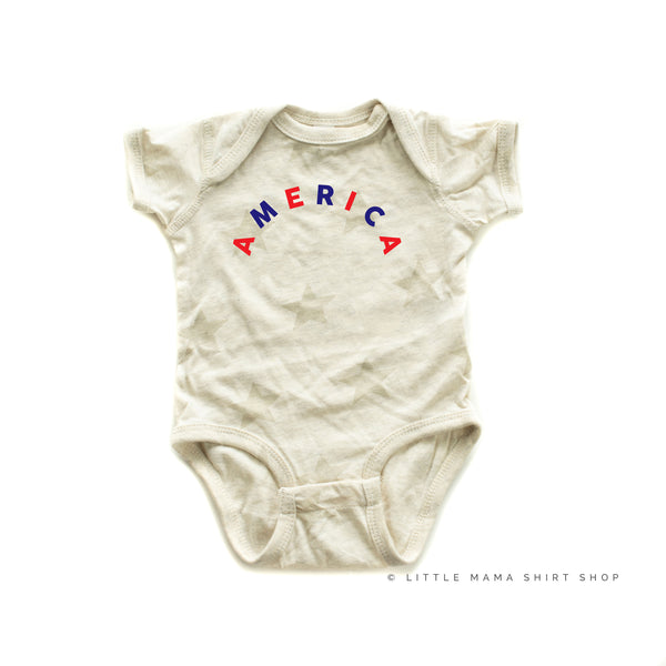 AMERICA (Arched) - Red+Blue - Short Sleeve CREAM STAR Child Shirt