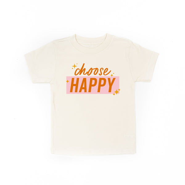 Choose Happy - Pink+Orange Sparkle - Short Sleeve Child Shirt