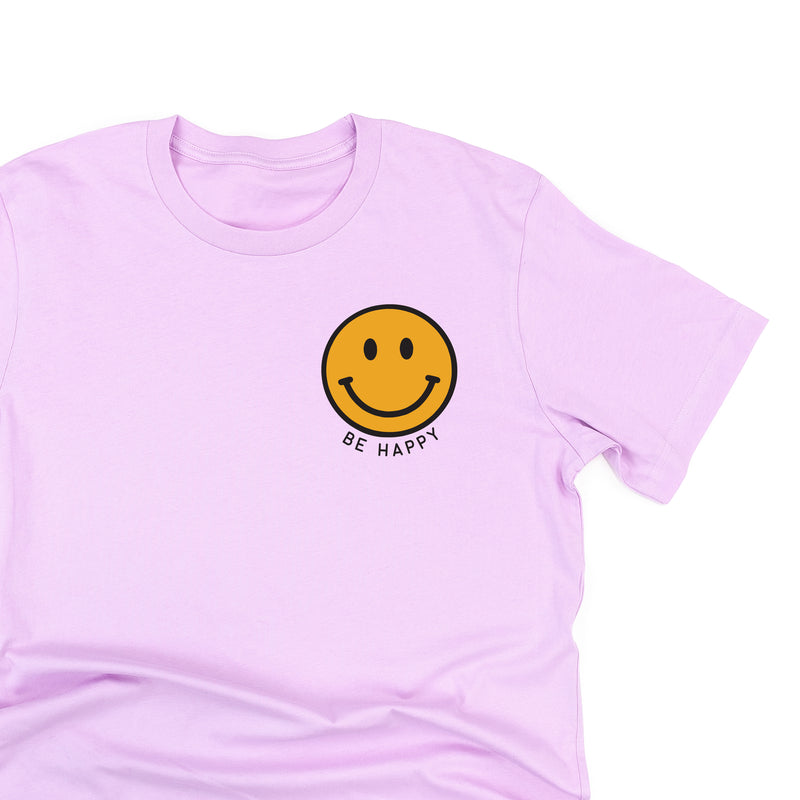 BE HAPPY -  Pocket Size Smiley Face (YELLOW) - Unisex Tee