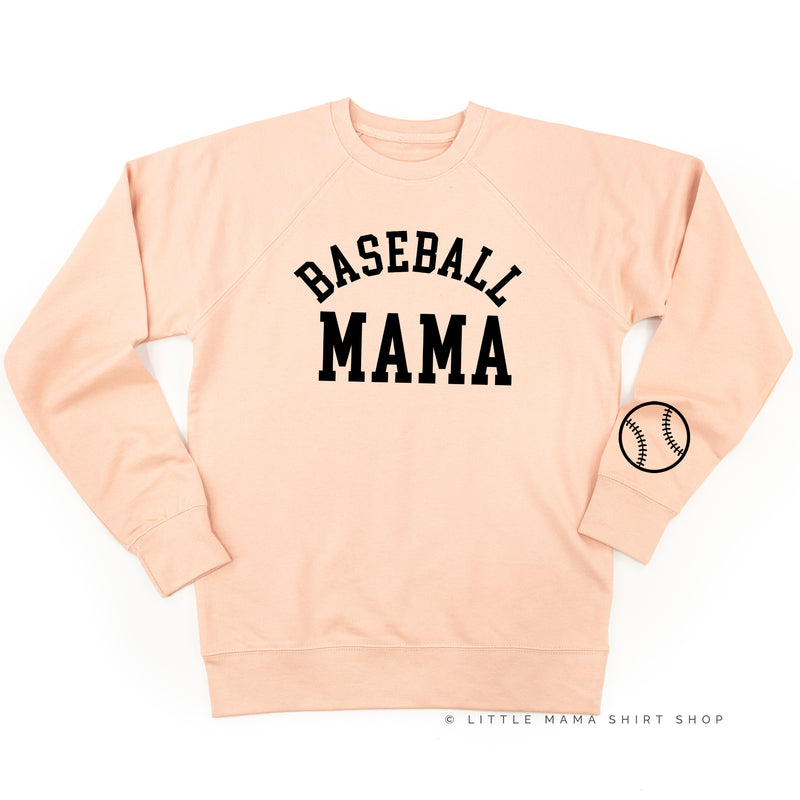 Baseball Mama - Baseball Detail on Sleeve - Lightweight Pullover Sweater