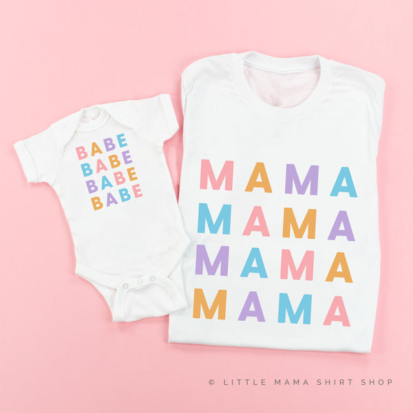 MAMA/BABE x4 - PASTEL DESIGNS - Set of 2 Matching Shirts