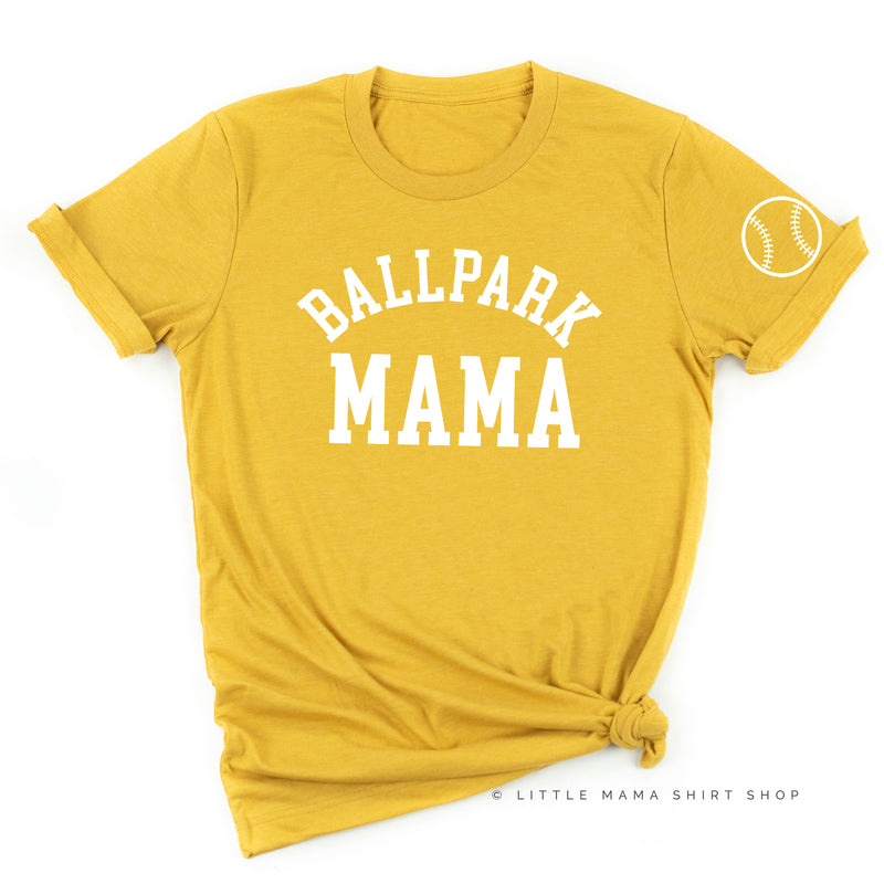 Ballpark Mama - Baseball Detail on Sleeve - Unisex Tee