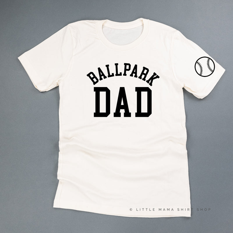 Ballpark Dad - Baseball Detail on Sleeve - Unisex Tee