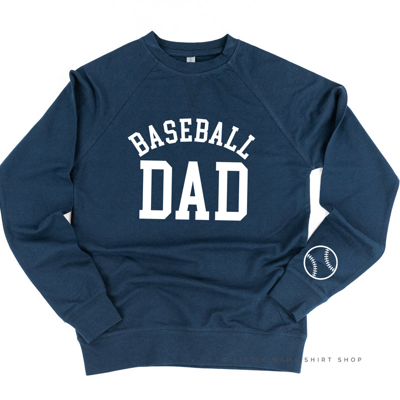 Baseball Dad - Baseball Detail on Sleeve - Lightweight Pullover Sweater