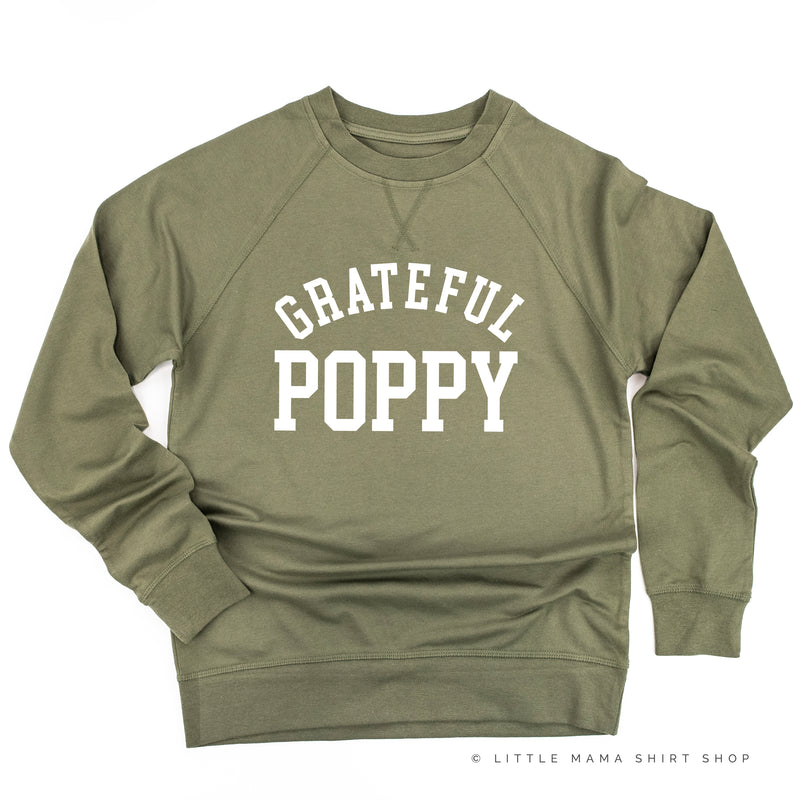 Grateful Poppy - (Varsity) - Lightweight Pullover Sweater