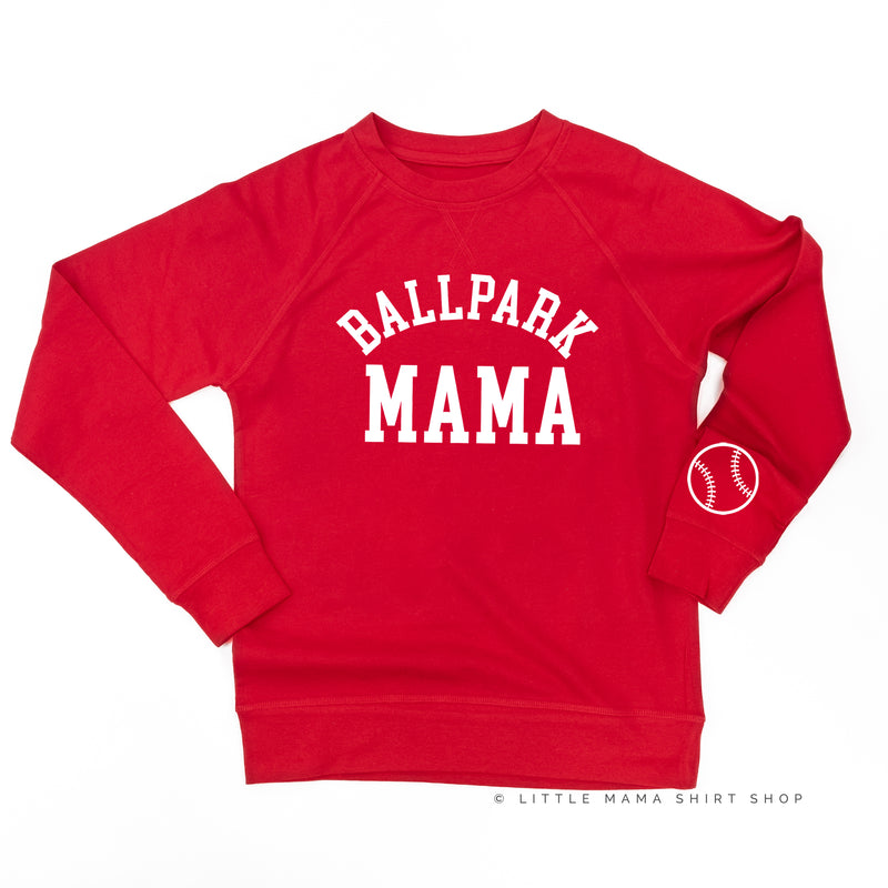 Ballpark Mama - Baseball Detail on Sleeve - Lightweight Pullover Sweater