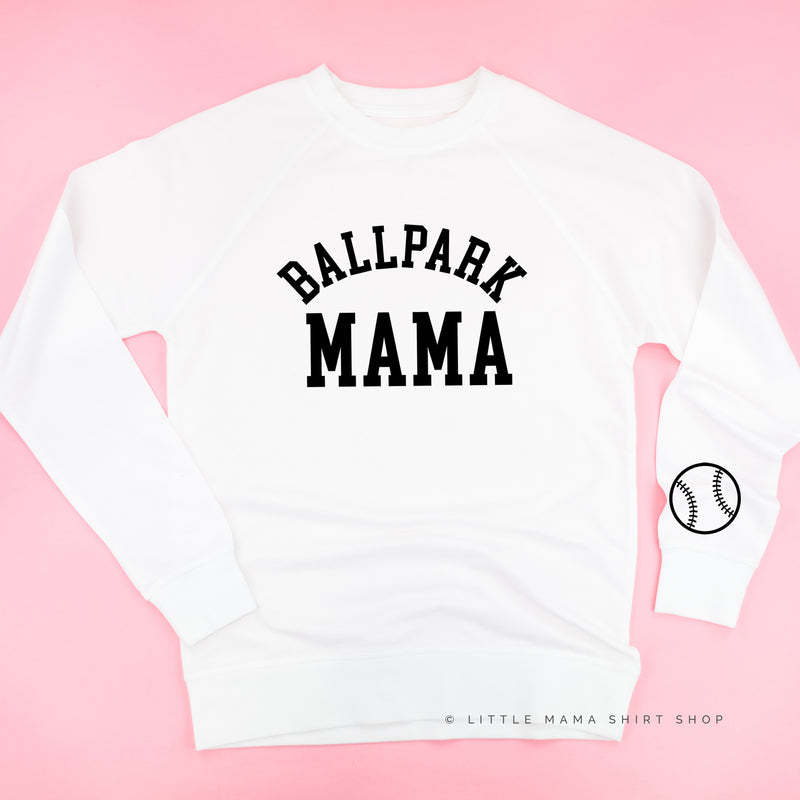 Ballpark Mama - Baseball Detail on Sleeve - Lightweight Pullover Sweater