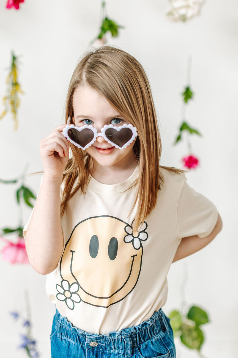 Big Smiley w/ Flowers - Short Sleeve Child Shirt