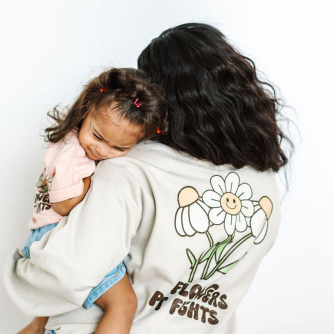 Pick Flowers Not Fights w/pocket on front- BASIC FLEECE CREWNECK