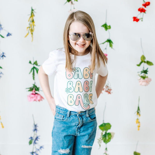 BABE x3 with Daisies - Short Sleeve Child Shirt