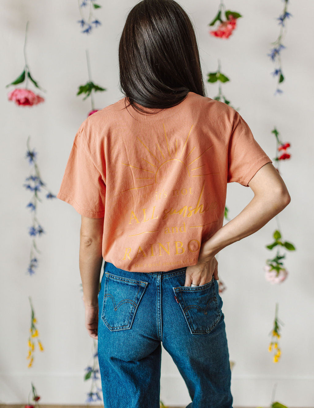  Printed It's Not All Sunshine And Rainbows on Back - Comfort Colors Tee Little Mama Shirt Shop