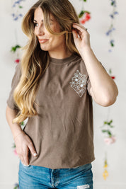Flower Diamond (Pocket Front) w/ Actually Life is Beautiful and I Have Time (Back) - SHORT SLEEVE COMFORT COLORS TEE Little Mama Shirt Shop