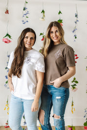 Flower Diamond (Pocket Front) w/ Actually Life is Beautiful and I Have Time (Back) - SHORT SLEEVE COMFORT COLORS TEE Little Mama Shirt Shop