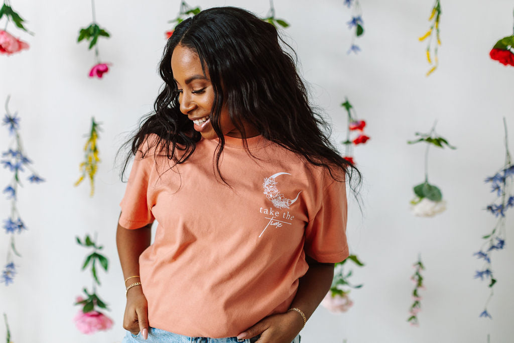 Take the Time (Front Pocket) w/ To Expand Your Mind (Back) - Comfort Colors Tee Little Mama Shirt Shop