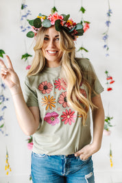 3x3 Spring Flowers - Comfort Colors Tee Little Mama Shirt Shop