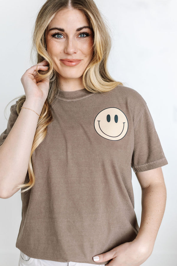 Smiley Pocket on Front w/ Do More Of What Makes You Happy on Back - SHORT SLEEVE COMFORT COLORS TEE