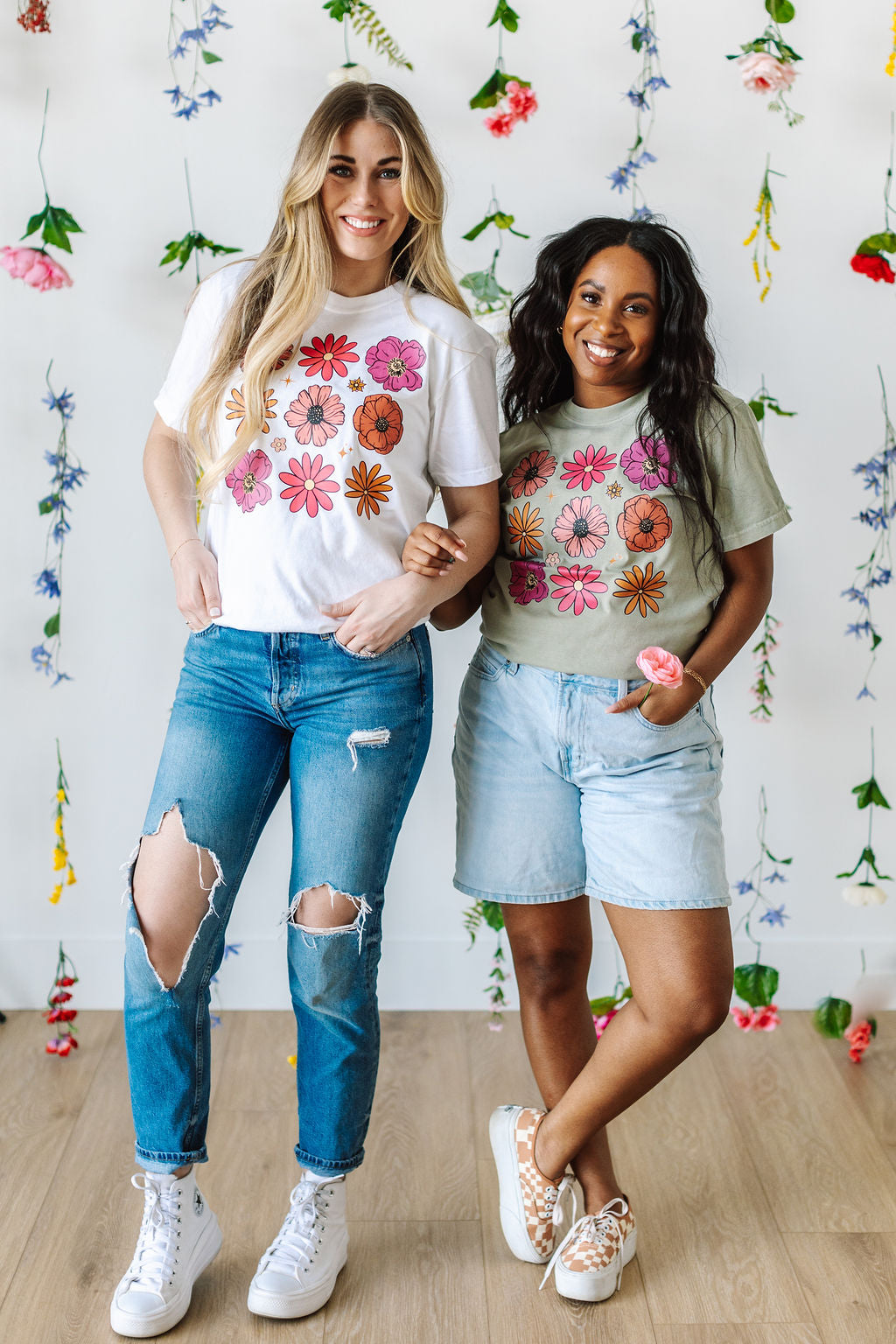 3x3 Spring Flowers - Comfort Colors Tee Little Mama Shirt Shop