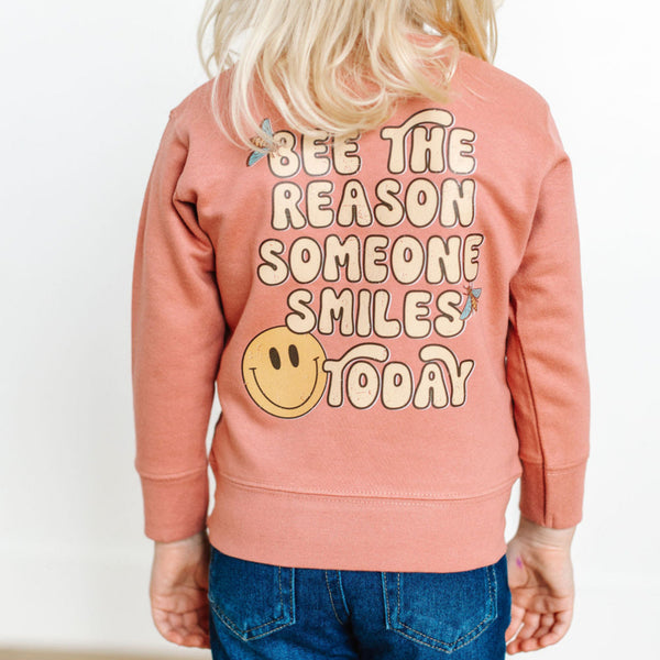 Bee Happy (Pocket) on Front w/ Bee the Reason Someone Smiles Today on Back - Child Sweater