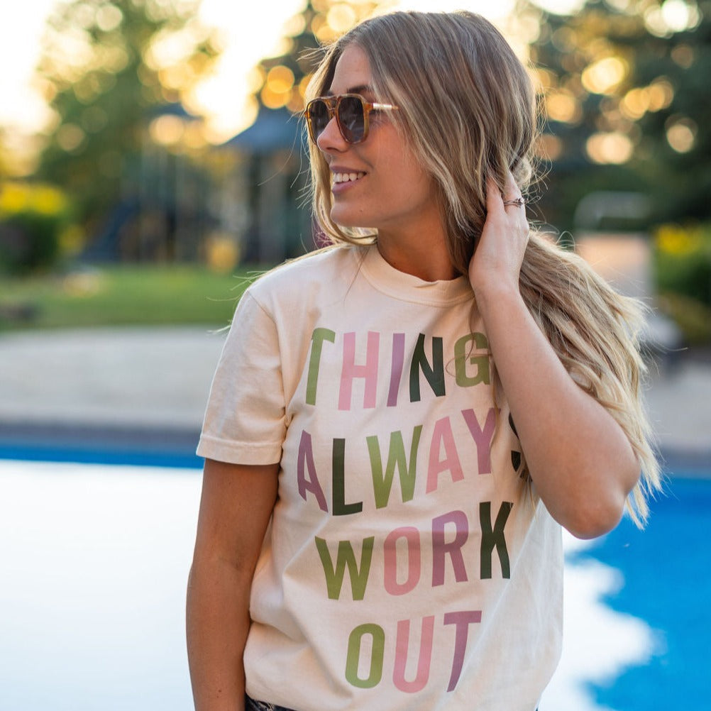 Things Always Work Out (on front) w/ hearts & stars (bd) Ivory